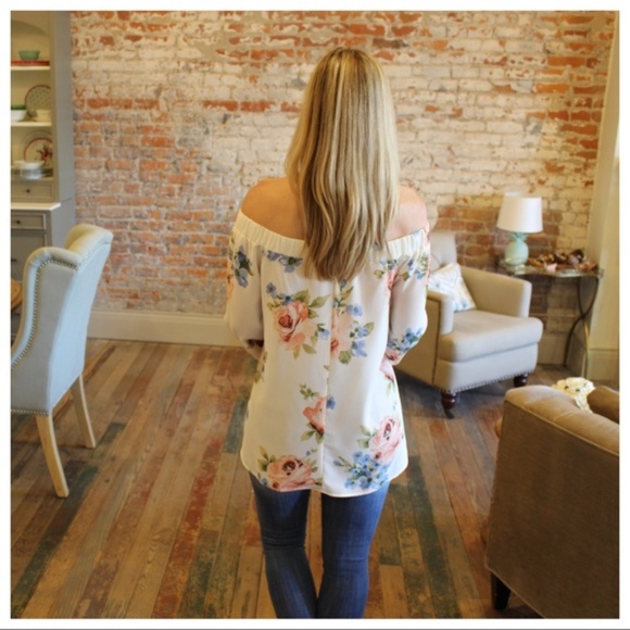 Ivory Floral Off the Shoulder Tunic - Picture 6 of 6
